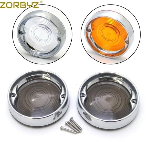 ZORBYZ Chrome Deep Dish Turn Signal Bezels With Smoke/Amber/Clear Lens For Harley Touring Road King Road Glide 1986-2016