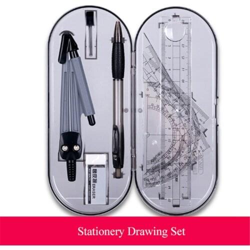 1 Set Stationery Drawing Kit Student Painting Stationery Set Protractor Compass Ruler Eraser Refills Stationery Tools Supplies