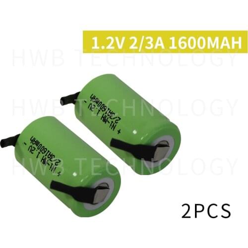 2Pieces/lot Original New 1.2V 2/3A 1600mAh Ni-Mh 2/3A Ni-Mh Rechargeable Battery With Pins Free Shipping