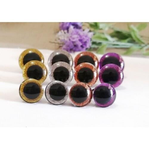 20pcs/lot new 16mm/20mm/25mm trapezoid plastic clear safety toy eyes + glitter color +white washer -gold/silver/orange/purple