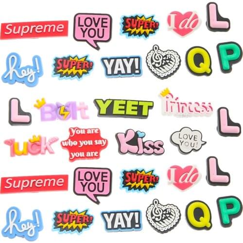 20pcs/pack Mixed Letter Silicone Shoe Charms Shoe Decoration Accessories Shoe Buckle For Kids Child Gift