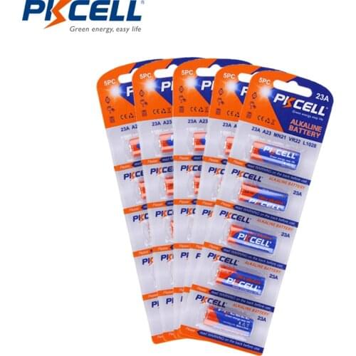 25PC PKCELL 23A 12V 23A E 21/23 A23 23G A MN21 Battery Alkaline Dry Batteries for doorbell car alarm walkman car remote control