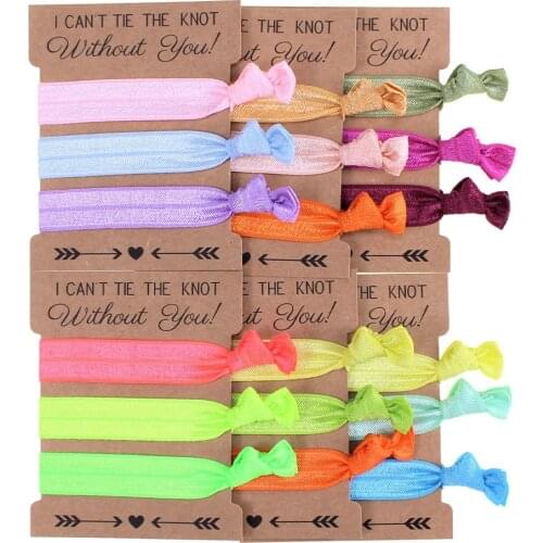 3 pieces/set and 6 sets/lot 15mm Solid colors FOE Elastic Hair Ties