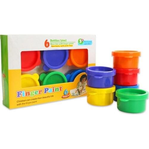 6PCS/Set Children Finger Painting Paints Vibrant Colors Safety Washable Gouache Paint Doodle Set For Kids 6 Colors