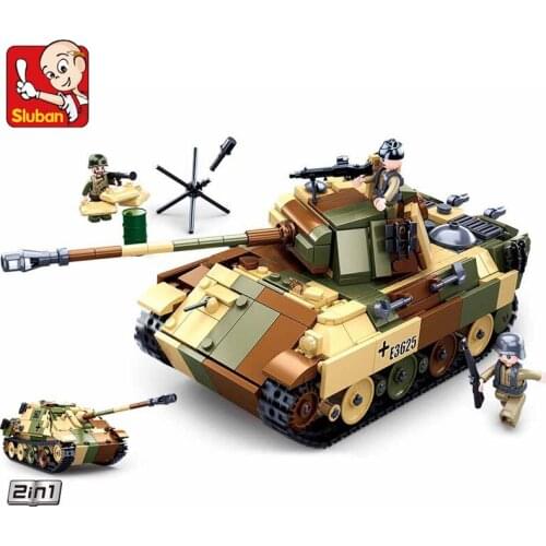 725Pcs Military Panzerkampfwagen V Panther Tank Building Blocks Model Weapon War Army WW2 Bricks Educational Toys for Children