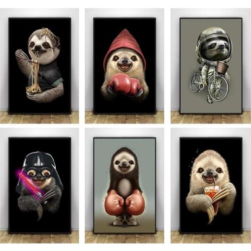 Diamond painting lazy eating noodle animal wall artwork Nordic picture mosaic diamond embroidery cross stitch kit home decoratio