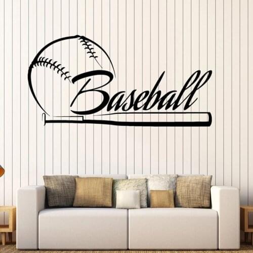 Baseball Wall Decal Word Lettering Bat Sports Vinyl Window Stickers Baseball Fan Boys Bedroom Home Decor Creative Mural C009