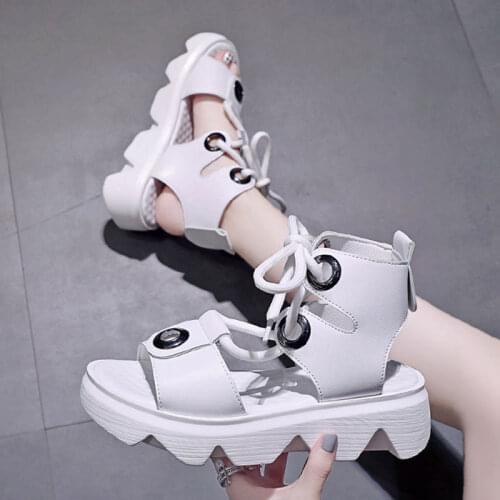 2021 Summer New Fashion Strappy Womens Sandals Muffin Thick Bottoms Show Thin Roman Shoes Open Toe Shoes Platform Sandals