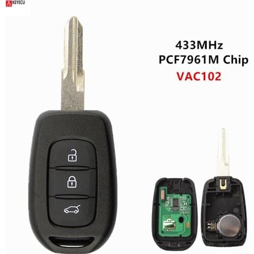 Keyecu 3 Buttons Remote Car Key 433MHz Fob for Renault DACIA DUSTER 2013 2014 2015 2016 -2018 PCF7961M HITAG AES 4A Chip VAC102
