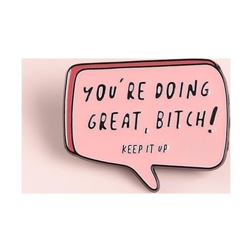Brooch Pink Dialog Frame Jewelry Excitation Uplifting Slogan Pins "You're Doing Great Keep It Up" Adorable Clothes Accessories