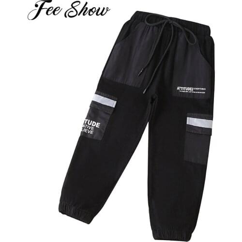 Black Kids Girls Cotton Summer Casual Pants Sports Gym Workout Clothes Elastic Waistband Drawstring Pants Trousers Sport Bottoms
