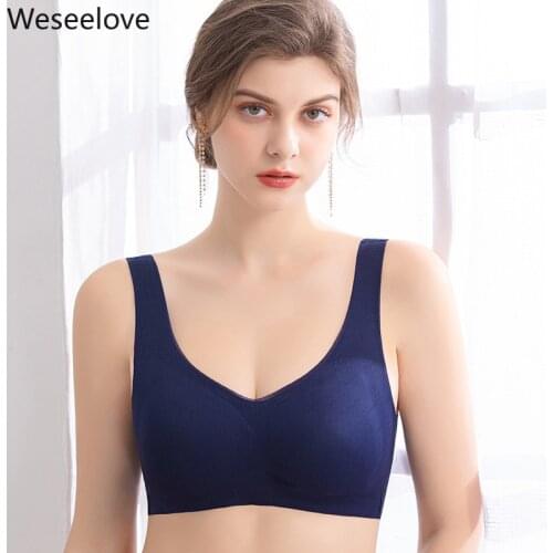 Weseelove 2021 New Plus Size Women Soutien Gorge Femme Sexy Women Push Up Bralette Lingerie Wire Free Large Cup Sports Bra X42-2