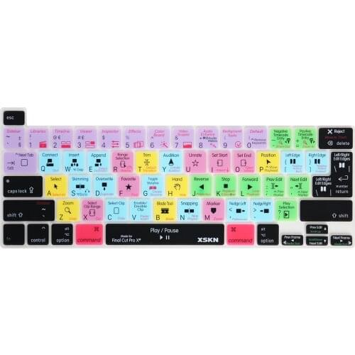 XSKN Final Cut Pro X Shortcuts Keyboard Cover Skin for 2019 New MacBook Pro 16 inch Touch Bar A2141 US and EU Version