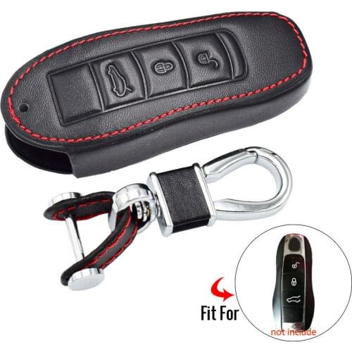 For Porsche Cayenne 911 996 Panamera Macan Boxster 986 987 981 PU Leather 3 Buttons Keyless Remote Black Fob Cover Case