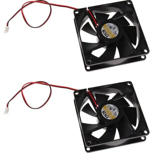 2Pcs 80mm Case Fan 12V DC PC CPU Computer Cooling Fan 2Wire 2Pin 8025 Black