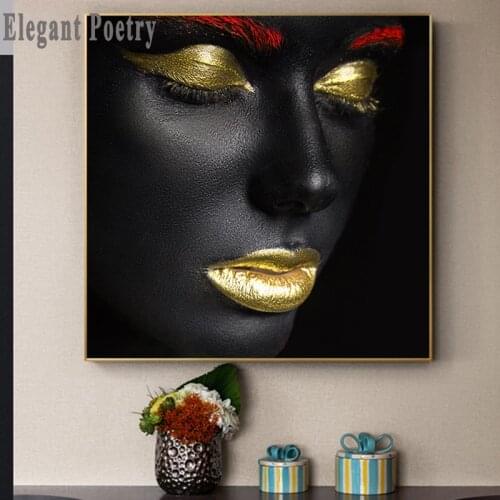 Contemplator Black African Nude Woman Oil Painting on Canvas Posters and Prints Scandinavian Wall Art Picture for living room