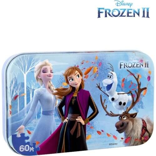 Disney Frozen 2 Iron Box Wooden Puzzle Toy 60 Piece Plane Puzzle New Ice Snow Romance Puzzle