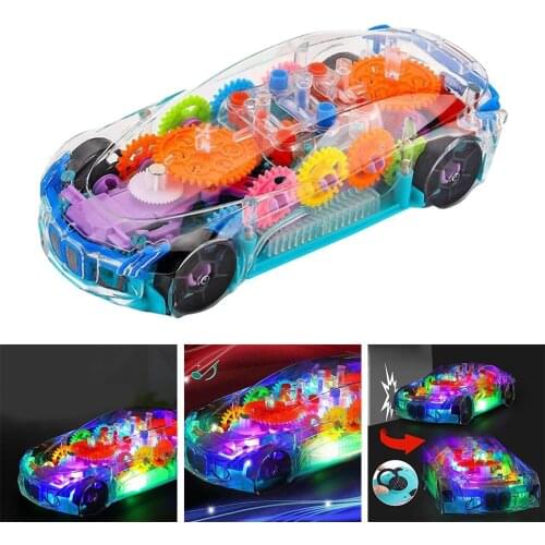 Toy Car for Kids with Flashing LED and Transparent Magnetic Gear Colorful Light and Charming Music Sports Car