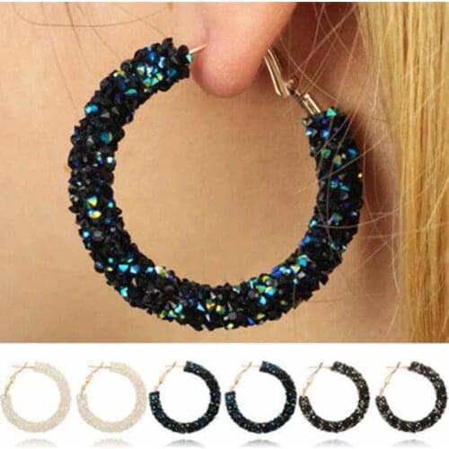 Korean Round Crystal Big Drop Earrings for Women Female Fashion Vintage Gold Rhinestones Women Dangle Earring 2019 Jewelry