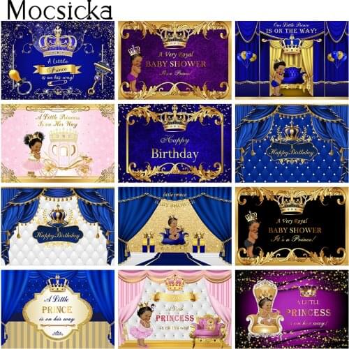 Royal Prince Princess Baby Shower Backdrop Newborn Kid Birthday Cake Smash Photo Background Girl Boy Portrait Photography Studio