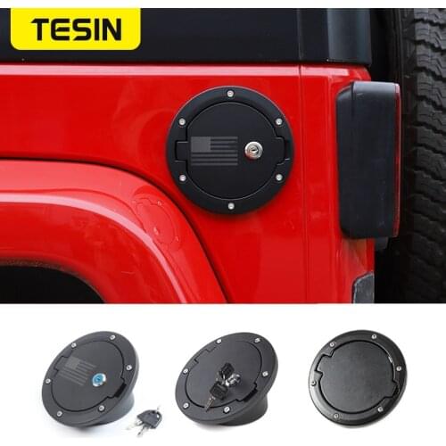 TESIN Car Tank Cover For Wrangler JK Car Fuel Door Cover Locking Gas Fuel Cap Cover For Wrangler JK 2007-2017 Auto Accessories