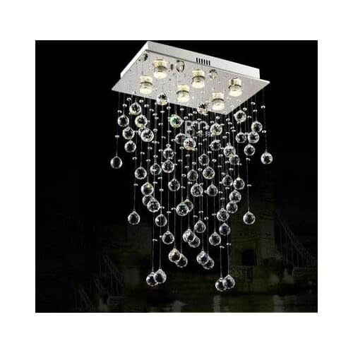 Best price mordern lamp Stair K9 Crystal Chandelier Villa Luxury Hotel fashion Stair ceiling light LED Long Droplight