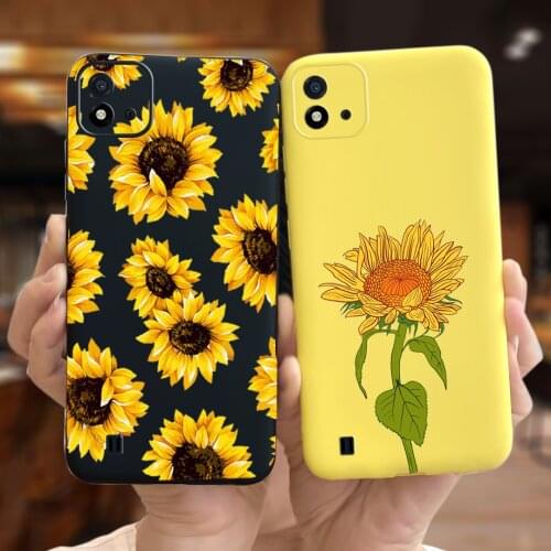 Fashion Cartoon Sunflower Case For Realme C20 Matte Soft Shockproof Back Bumper for oppo Realme C20 C 20 Cover Shell Funda Coque