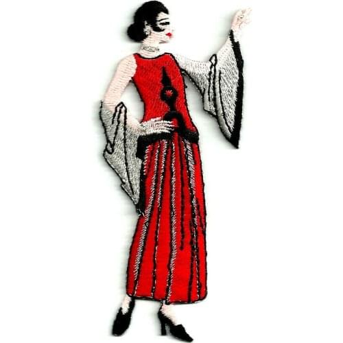 Vintage Lovers Fashion Art Deco Lady Iron On Embroidered Applique Patch for Clothing Bags Beautiful Elegant Lady Patches DIY