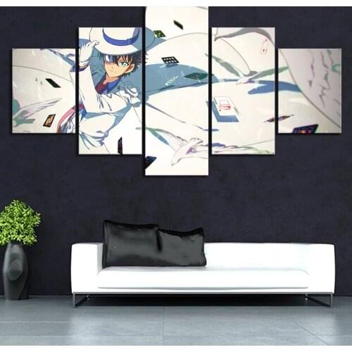 Wall Artwork Home Decoration Canvas Painting 5 Panel Detective Conan Anime Modern Picture Hd Print Modular Poster For Boy Room