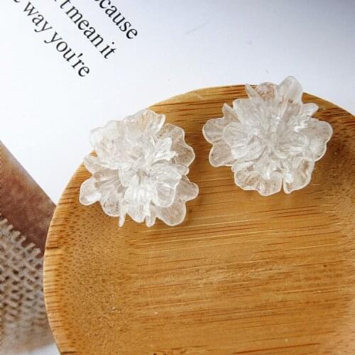 New style 50pcs/lot transparent cartoon flowers shape resin florals diy jewelry earring/garment pendant accessory