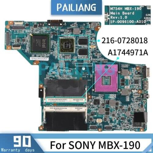 PAILIANG Laptop motherboard For SONY MBX-190 Mainboard A1744971A 216-0728018 1P-0096100-A010 DDR2 tesed