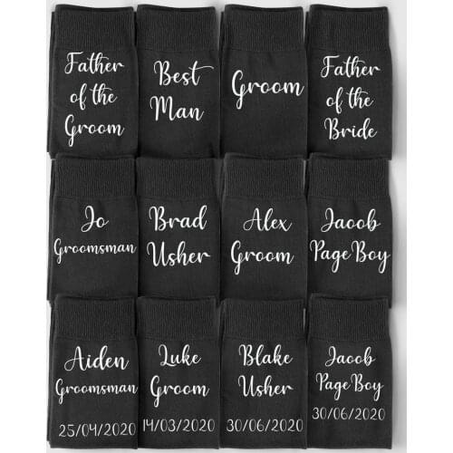 Personalised Wedding Socks for Groom Page Boy Best Man Groomsman Gift Wedding Party Socks Custom Fathers Day Socks with Name