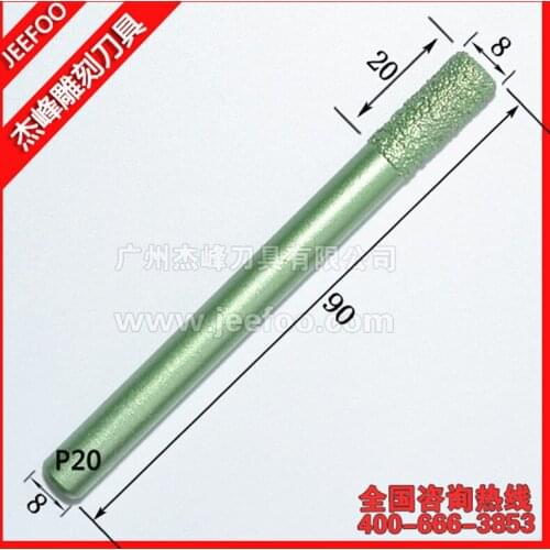 P20-8*8*20 Flat Mill CNC Router Straight Bit Diamond Groove Cutter,Points Sintered Diamond Bits