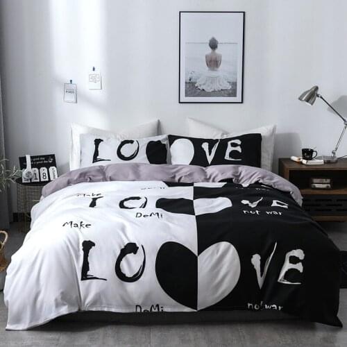 Duvet Cover Queen Fashion Love Print Comforter Bedding Set Double Bed Couple Home Hotel Bedding Set