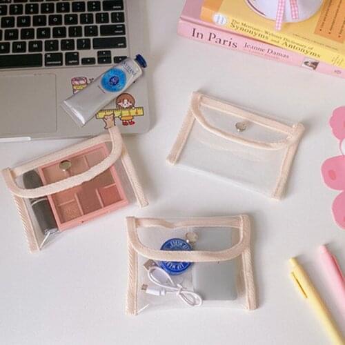 New Sequins Transparent Coin Purse Lipstick Bag Girl Kawaii Pink Key Chain Wallet Card Holder Fashion Hasp Clear Pvc Mini Bags