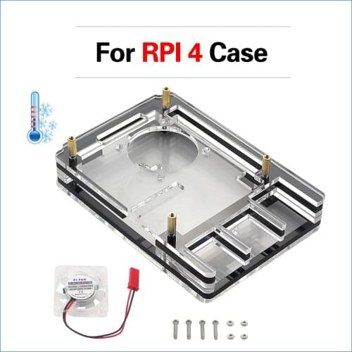 S ROBOT 6 Layer Raspberry Pi 4 Model B Acrylic Case Clear Shell with LED Cooling Fan suitable for Raspberry Pi 4 RPI101