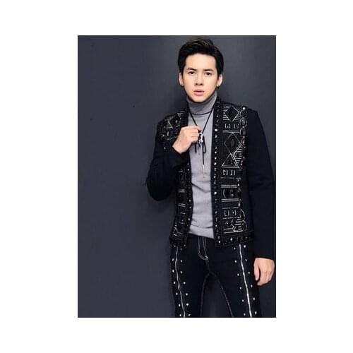 Luxury rhinestone beading event/stage performance short fashion jacket/studio/ASIA SIZE