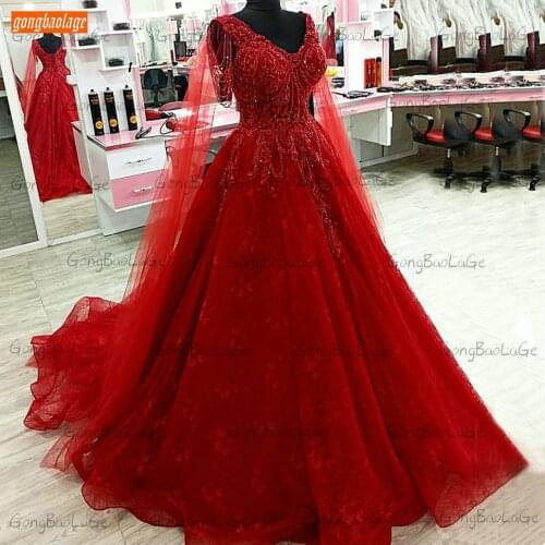Sexy Beading Evening Gown Red Lace Up 2021 Vestito Da Festa Di Nozze Women Party Dresses Formal Custom Made Robe De Soirée Femme