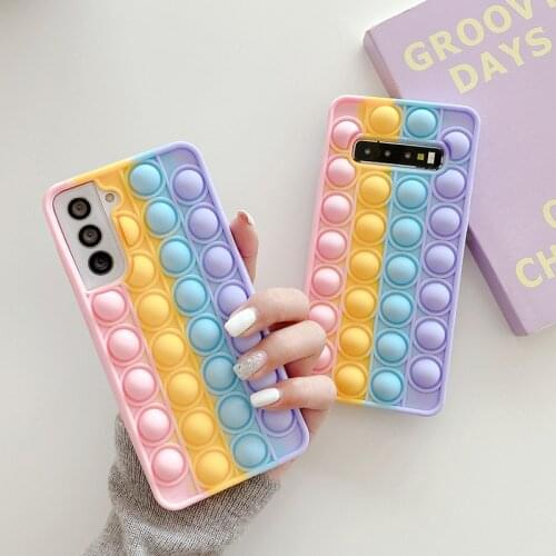 Pop Push Fidget Bubble Case For Samsung Galaxy S21 S20 S10 S9 Plus A20 A30 A50 A70 A11 A21 A31 A51 A71 A12 A32 A52 A72 5G Cover