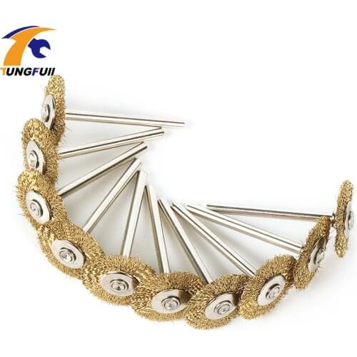 TUNGFULL 10pcs Wire Wheel Dremel Accessories Rotary ToolMini Drill Tools Mini Stainless Steel Wire Brush Deburring Brushed Wheel