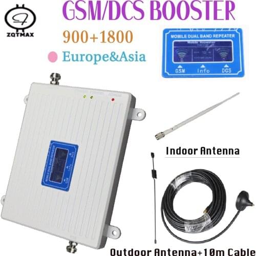 ZQTMAX 2G GSM mobile Signal Booster DCS 4G LTE Cellular Signal Amplifier 900 1800 dual band with antenna accessories