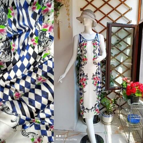 High Quality Super African Lace Woven Satin Silk Fabric Material For Blouse Dress Pure Silk Print Textile Fabric Meter Sewing