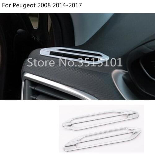Top Quality car styling Cover trim front Air conditioning Outlet Vent panel lamp hood 2pcs For Peugeot 2008 2014 2015 2016 2017