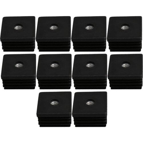 10PCS 40mmx40mm M8 Black Plastic Furniture Legs Plugs Blanking End Caps Insert Plugs Square Pipes Tube