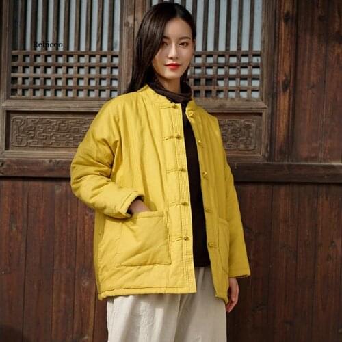 Women Winter Coat Plus Size Thick Warm Winter Jackets Outwear Chinese Style Coat Loose Quilted Vintage Coat Female