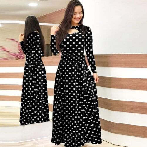 Plus Size Elegant Summer autumn womens dress 2021 casual fashion floral print long dress hollow out Bohemia vestidos Dress Plu