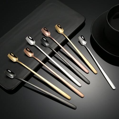 1pcs 15cm/17cm 304 Stainless Steel Square Head Shape Kitchen Accessories with Long Handle Coffee Scoop Stir Tea Spoon