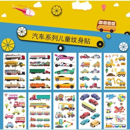 10sheet New Farm Theme Construction Vehicle Temporary Tattoo Excavator Sticker Bulldozer Loader Stickers Birthday Party Favor