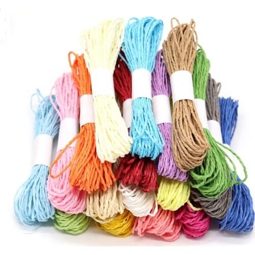 10M/pcs 10pcs/package Paper Rope Raffia Ribbon Natural Lace Rope Gift Box Wrapping DIY Scrapbooking Crafts Wedding Birthday