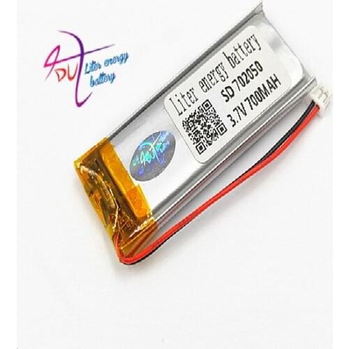 10 pcs JST 1.5mm 2pin 700mAh 3.7V 702050 Lithium Polymer LiPo Rechargeable Battery For Mp3 headphone PAD DVD bluetooth camera